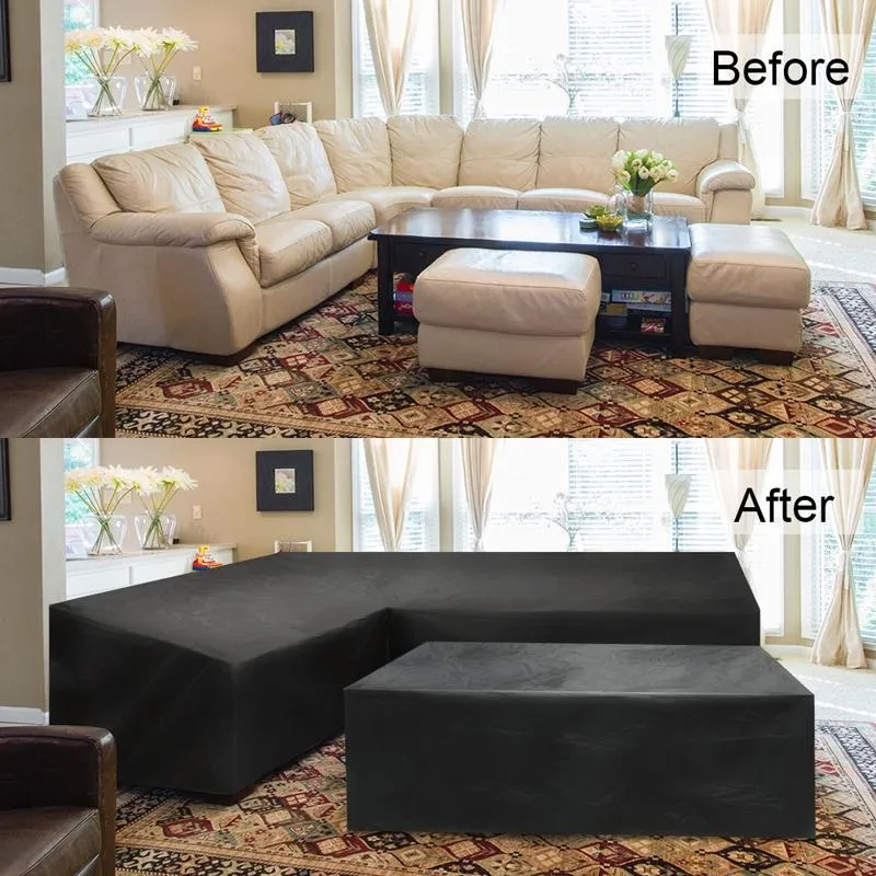 210x270x85cm Black Outdoor Corner Sofa Cover for Garden Furniture