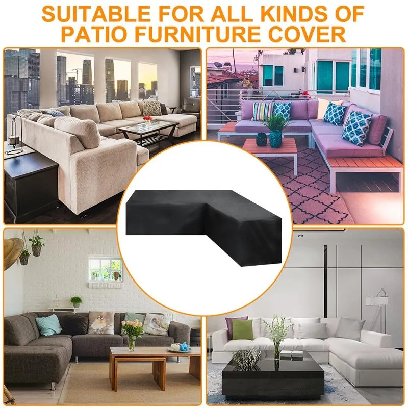 210x270x85cm Black Outdoor Corner Sofa Cover for Garden Furniture