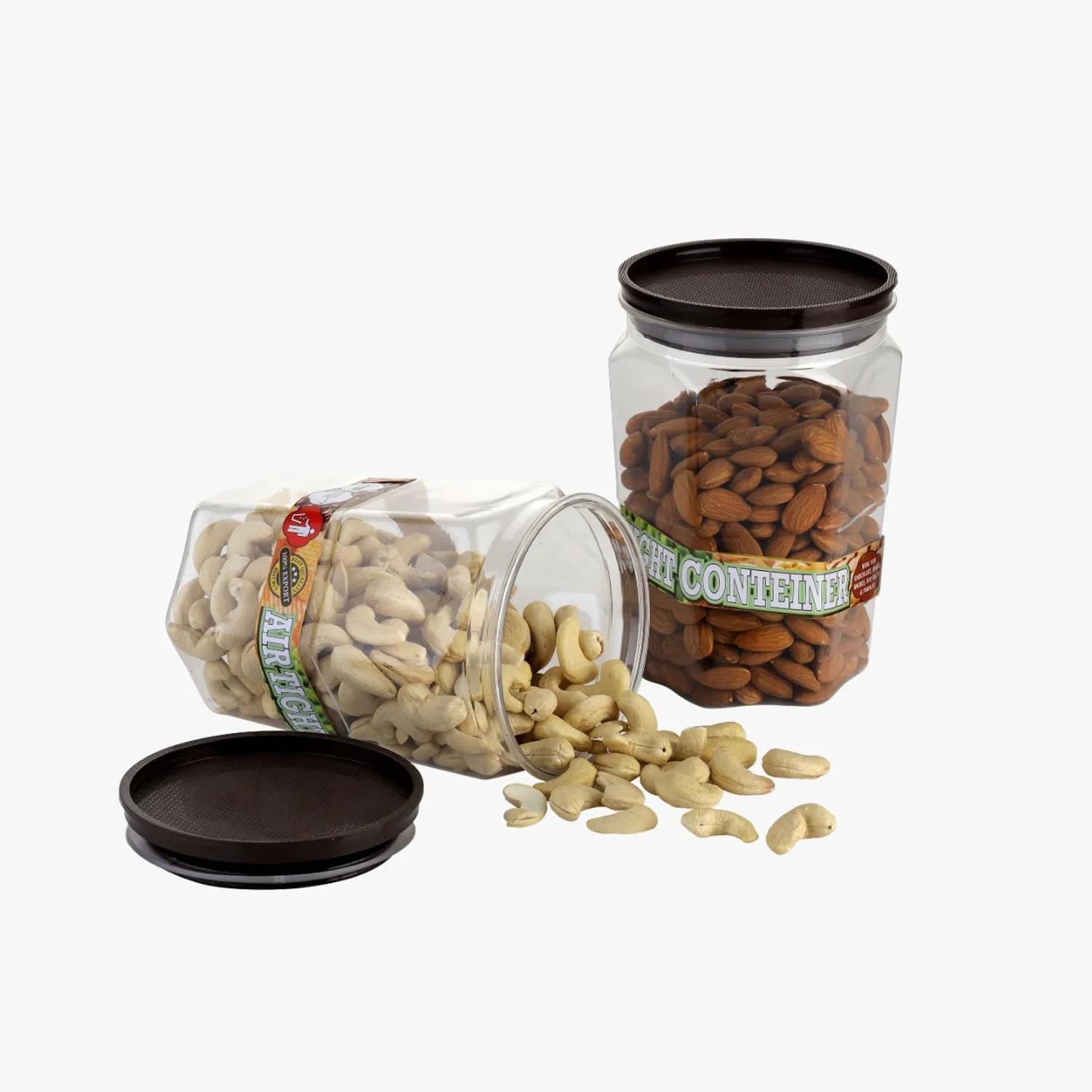 2298 Air Tight Kitchen Storage Container for Rice | Dal | Atta, BPA-Free, Flour | Cereals | Snacks | Stackable | Modular, Round. (Approx - 1100Ml, Set of 2pcs)
