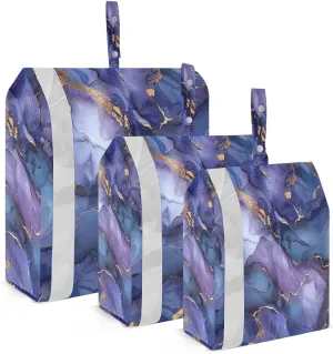 3 Set Travel Packing Cubes Lightweight Foldable Alcohol Ink Textured Purple Luggage Bags Organizers for Travel Accessories Travel Essentials