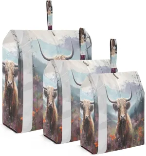 3 Set Travel Packing Cubes Lightweight Foldable Art Highland Cattle Luggage Bags Organizers for Travel Accessories Travel Essentials