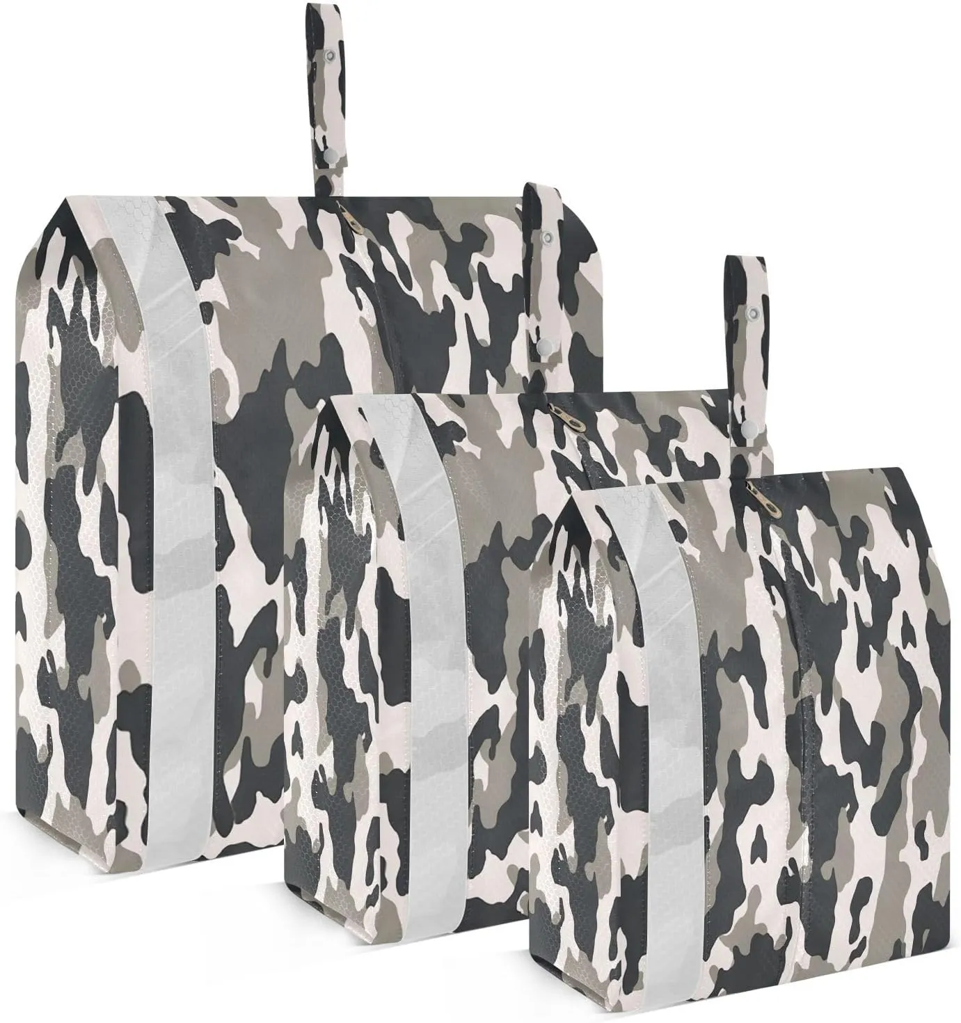 3 Set Travel Packing Cubes Lightweight Foldable Black White Cow Print Luggage Bags Organizers for Travel Accessories Travel Essentials