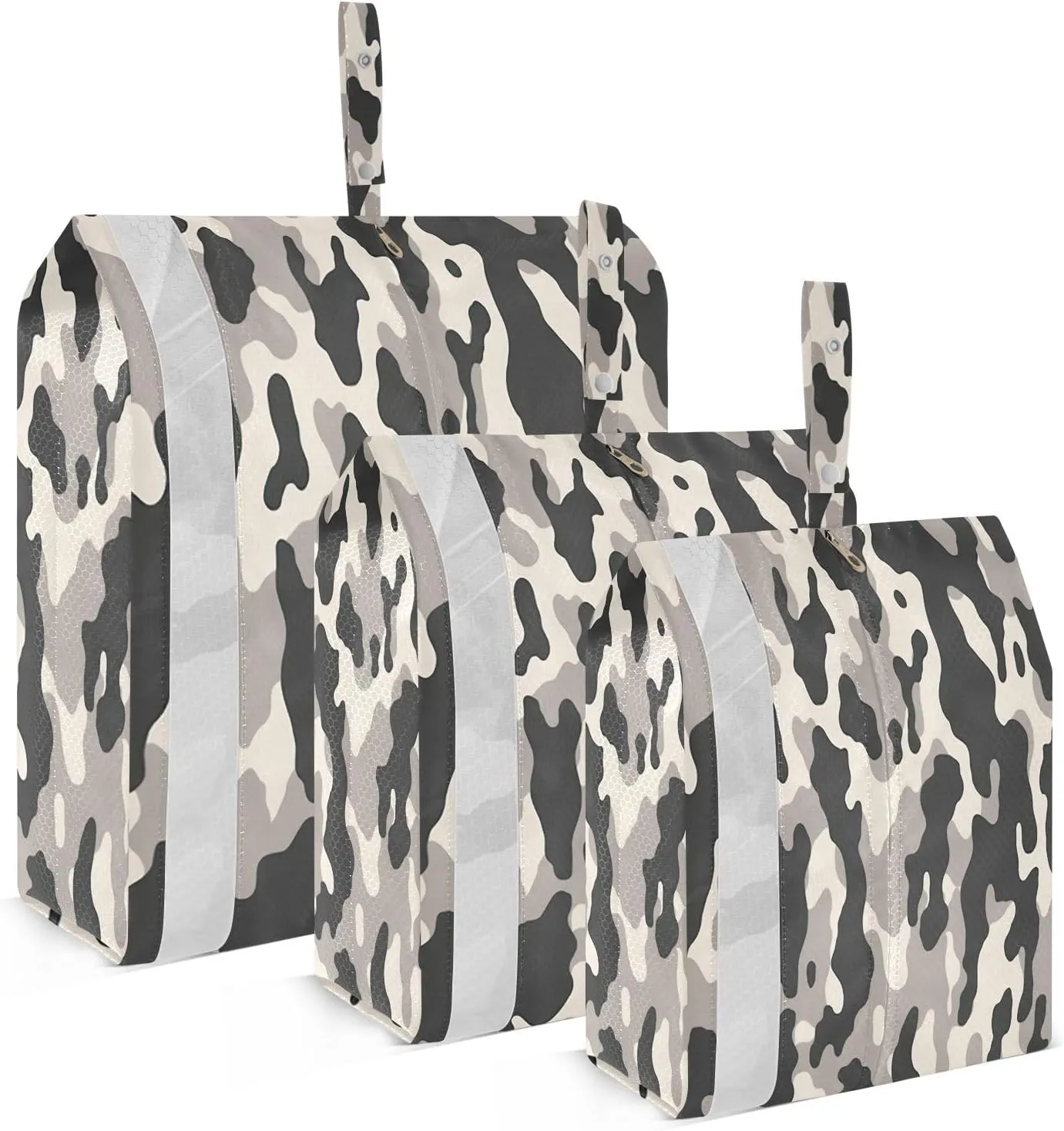 3 Set Travel Packing Cubes Lightweight Foldable Black White Cow Print Luggage Bags Organizers for Travel Accessories Travel Essentials