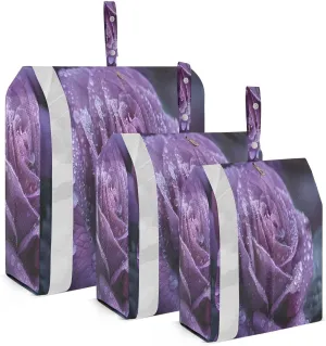 3 Set Travel Packing Cubes Lightweight Foldable Closeup Of Purple Rose Luggage Bags Organizers for Travel Accessories Travel Essentials