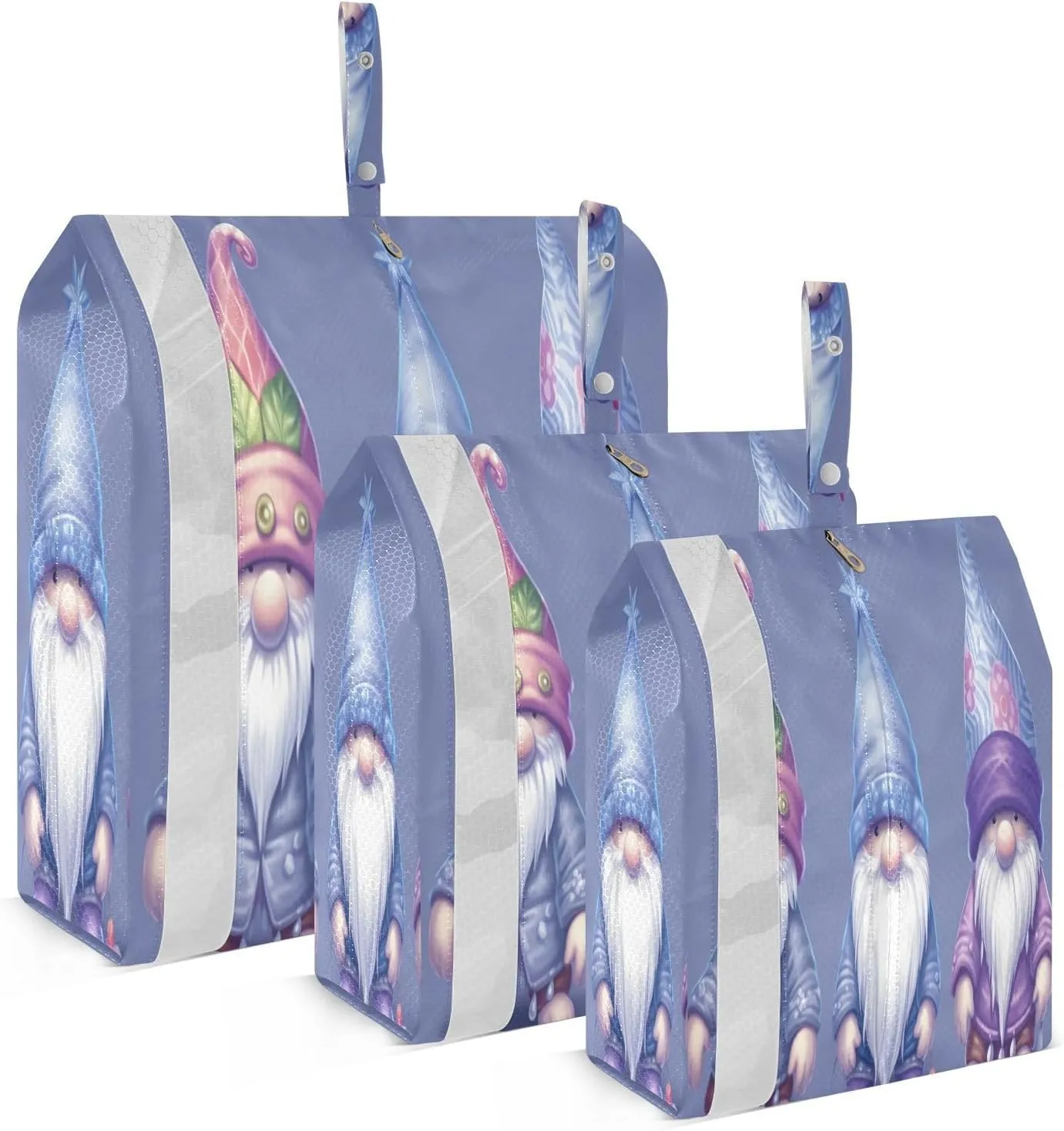 3 Set Travel Packing Cubes Lightweight Foldable Cute Gnomes Purple Luggage Bags Organizers for Travel Accessories Travel Essentials
