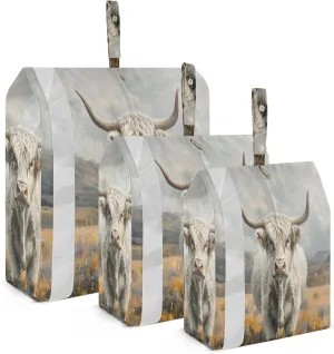 3 Set Travel Packing Cubes Lightweight Foldable Highland Cattle Gray Luggage Bags Organizers for Travel Accessories Travel Essentials