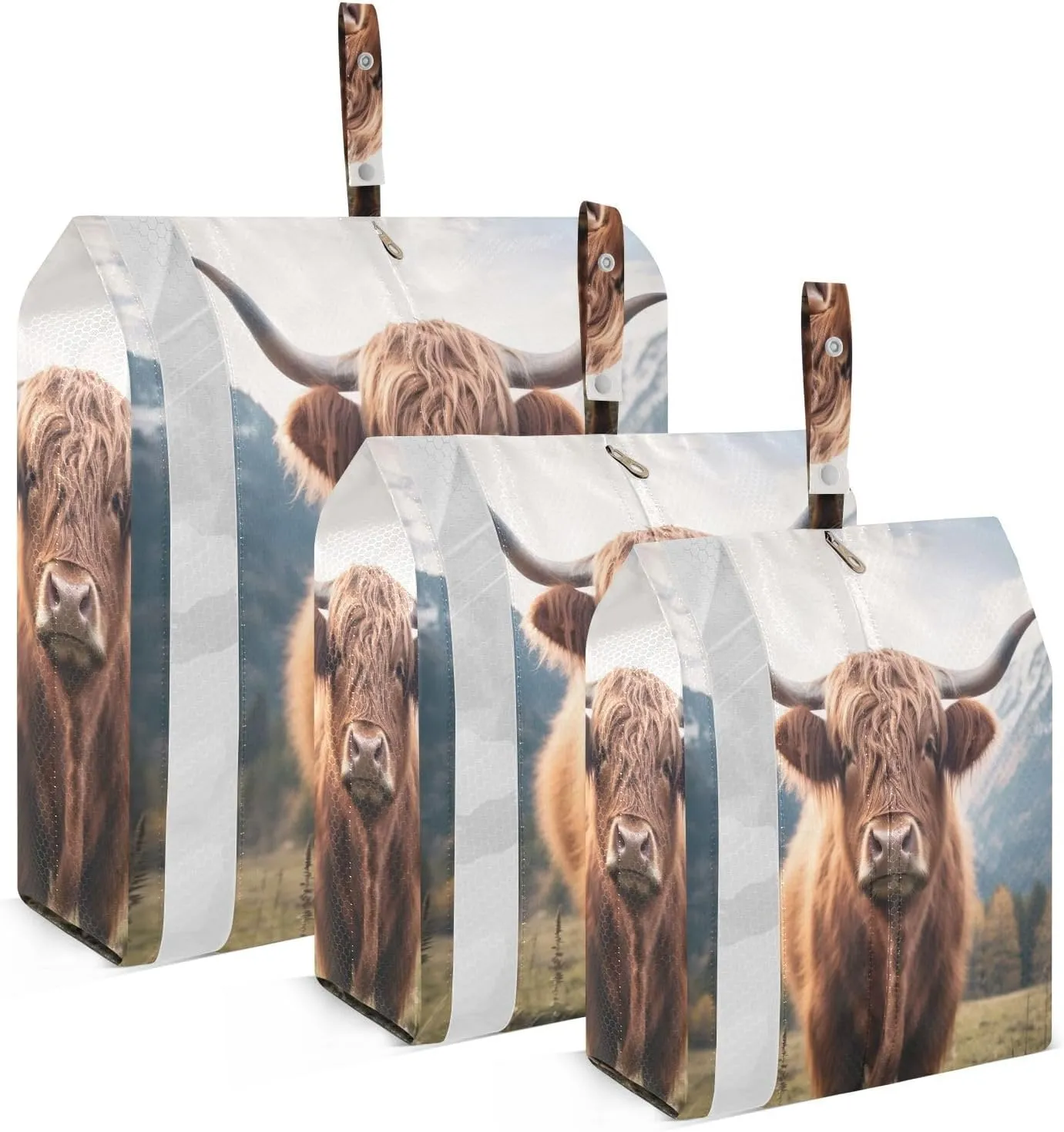 3 Set Travel Packing Cubes Lightweight Foldable Highland Cow Luggage Bags Organizers for Travel Accessories Travel Essentials
