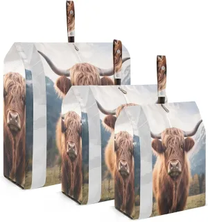 3 Set Travel Packing Cubes Lightweight Foldable Highland Cow Luggage Bags Organizers for Travel Accessories Travel Essentials