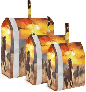 3 Set Travel Packing Cubes Lightweight Foldable Watercolor Running Horse Luggage Bags Organizers for Travel Accessories Travel Essentials