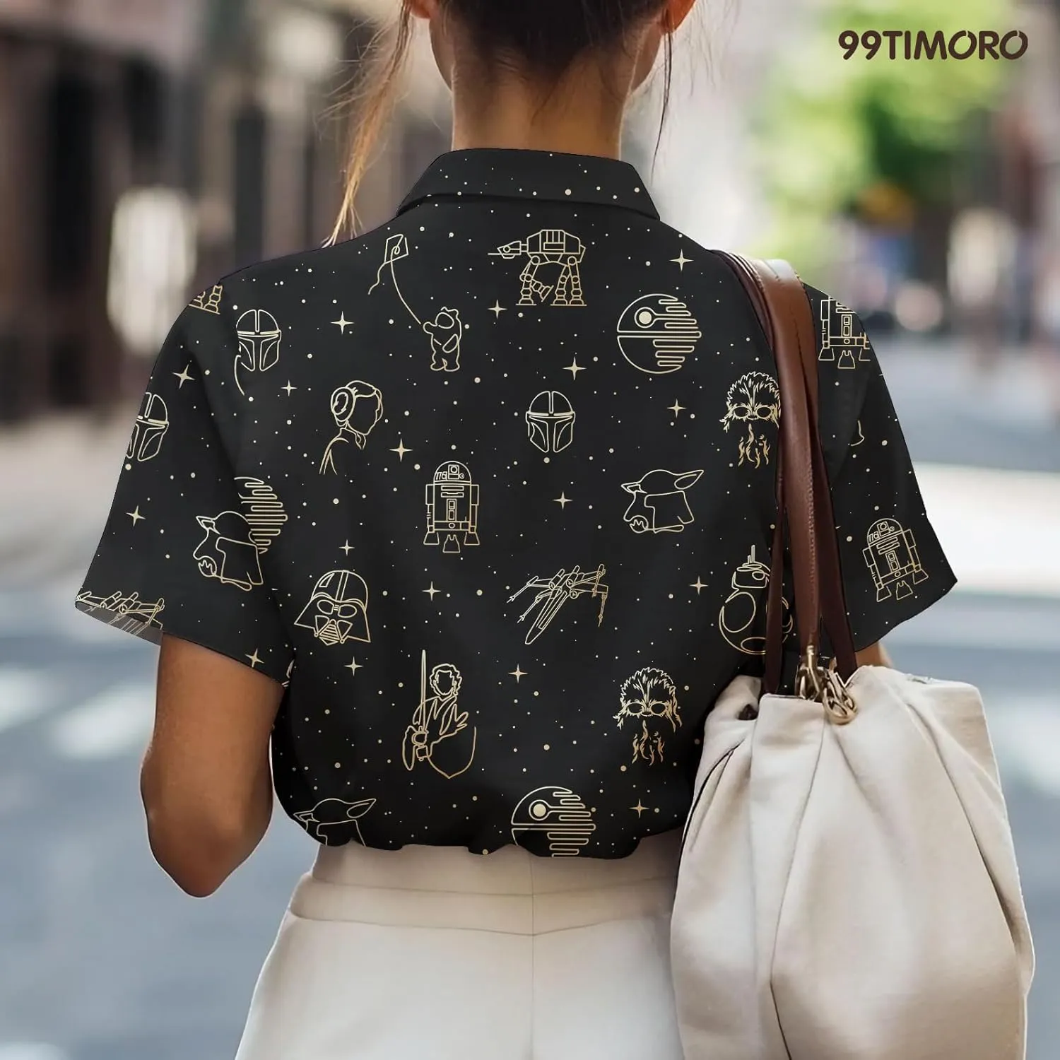 99TIMORO Wars Movie Hawaiian Shirt, Space Button Short Sleeve Top, Warship Themed
