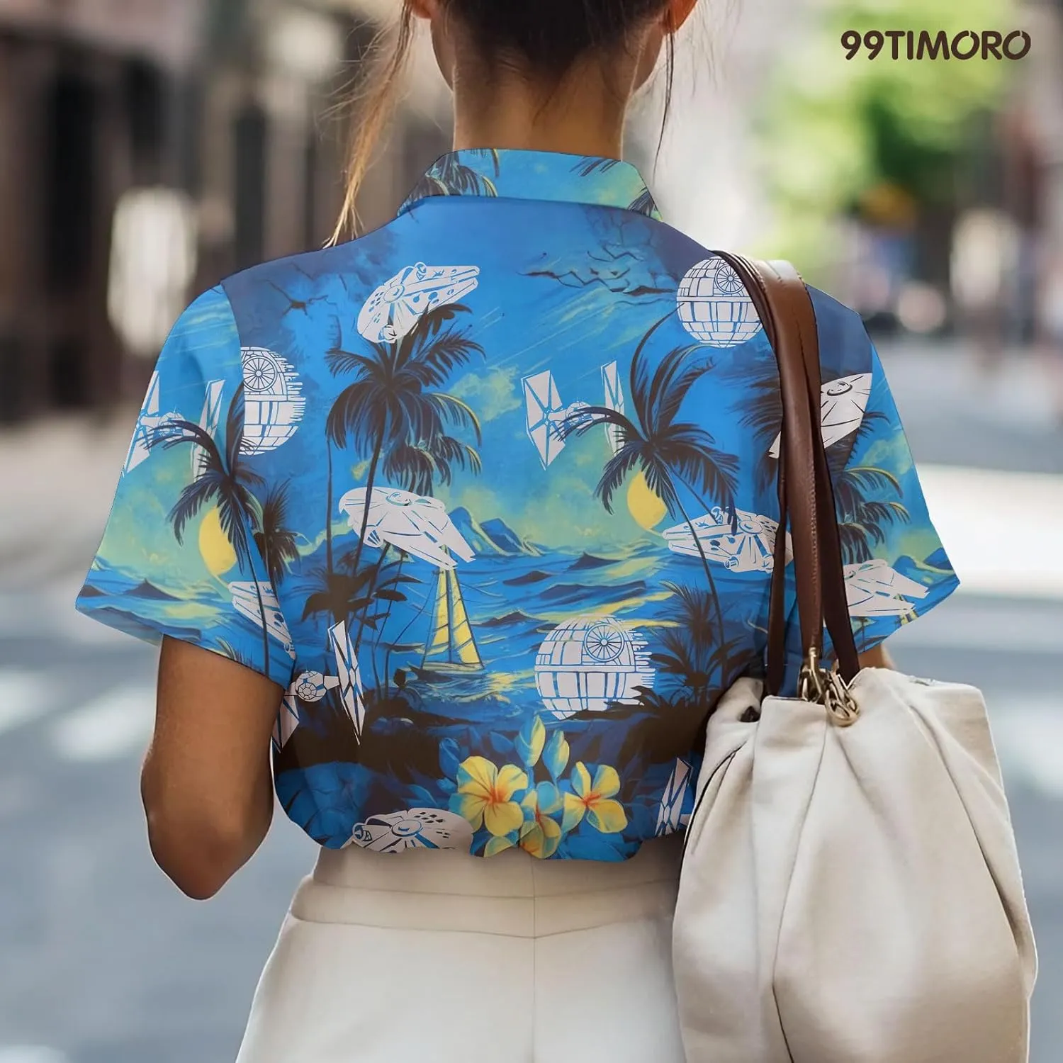 99TIMORO Wars Movie Hawaiian Shirt, Space Button Short Sleeve Top, Warship Themed
