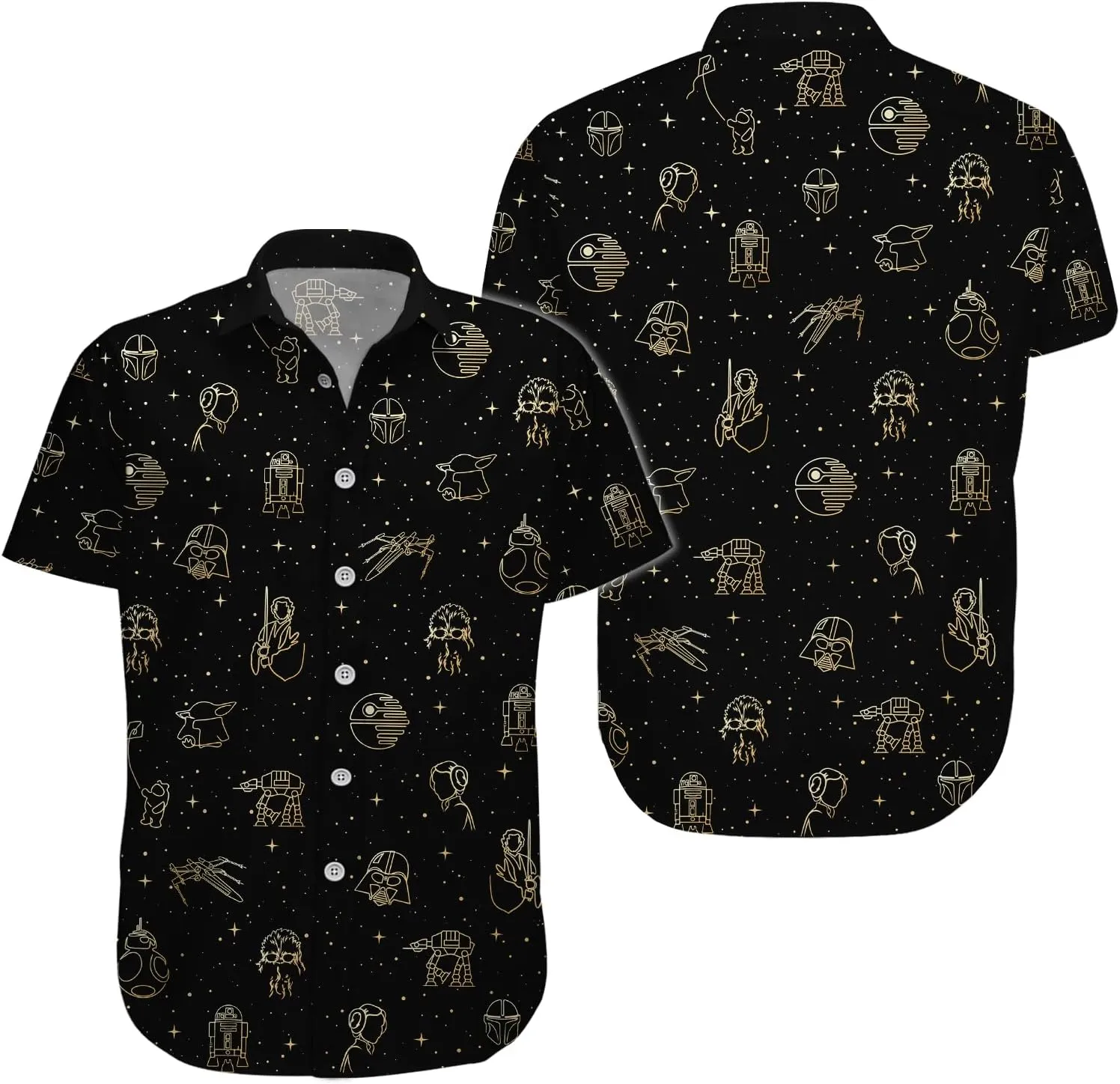 99TIMORO Wars Movie Hawaiian Shirt, Space Button Short Sleeve Top, Warship Themed