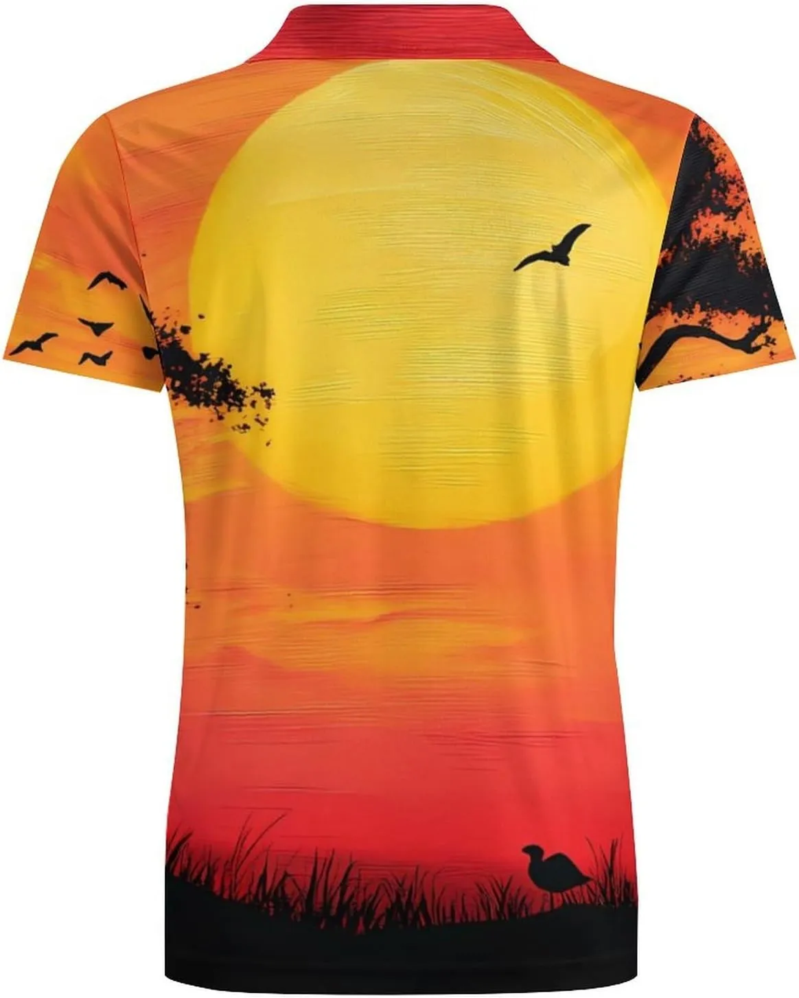 African Giraffe Sunset Men's Polo-Shirt Regular-Fit Short Sleeve Sports Quick Dry Golf Tennis T-Shirt