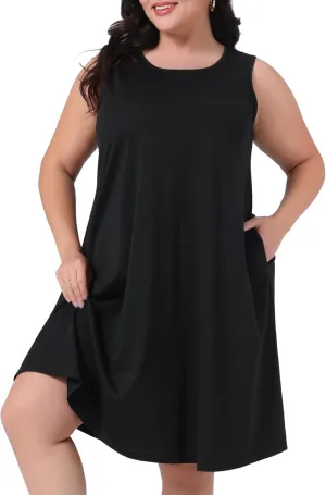 Agnes Orinda Plus Size Summer Dresses for Women 2025 Floral Tank Dress Sleeveless Boho Beach Sundresses with Pockets
