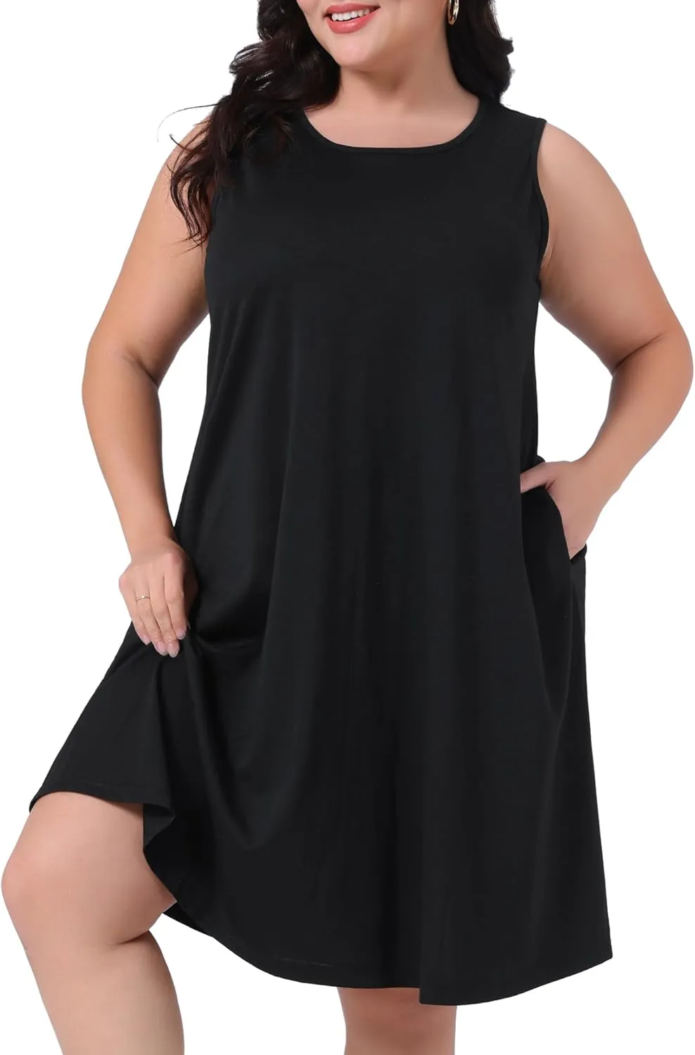 Agnes Orinda Plus Size Summer Dresses for Women 2025 Floral Tank Dress Sleeveless Boho Beach Sundresses with Pockets