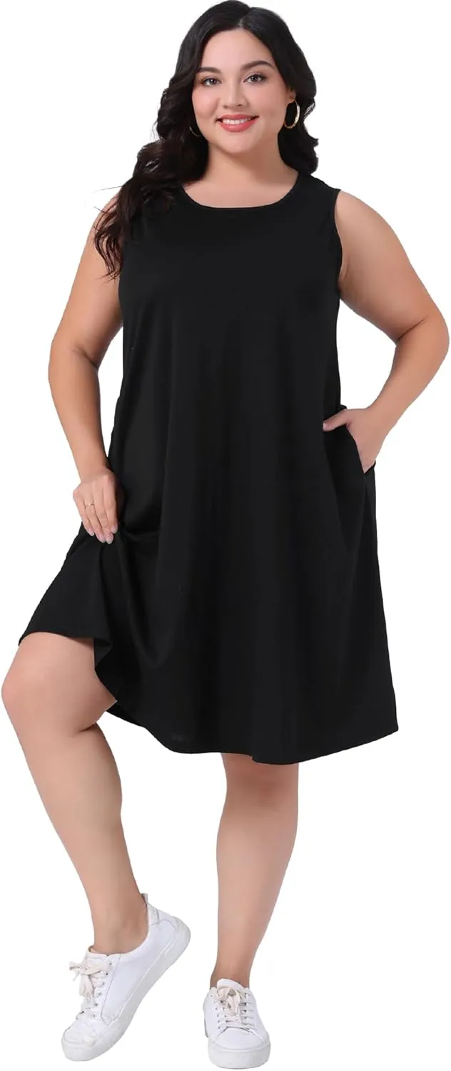 Agnes Orinda Plus Size Summer Dresses for Women 2025 Floral Tank Dress Sleeveless Boho Beach Sundresses with Pockets