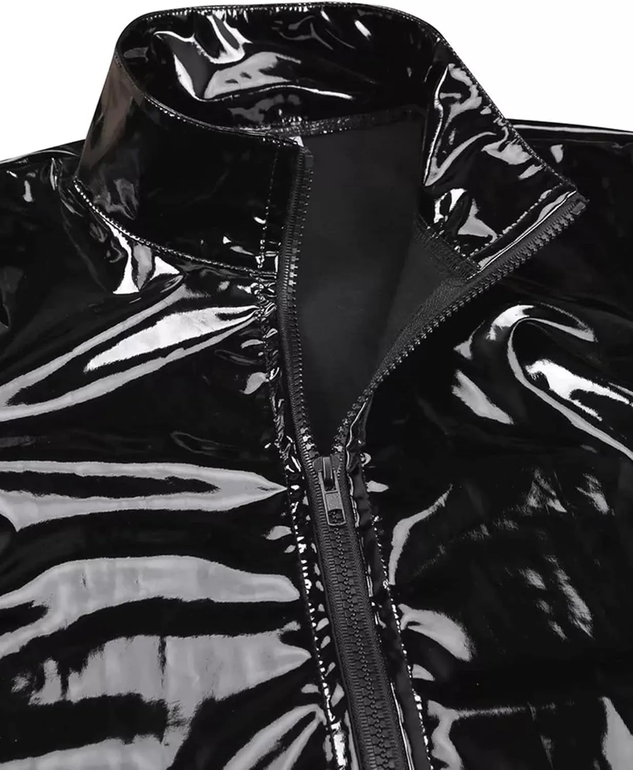 AIEOE Mens Leather Metallic Shirts Shiny Slim Fit Stretch Top Wetlook Club Party Undershirts