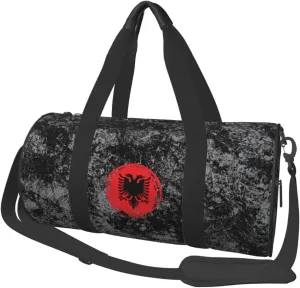 Albanian Flag Convertible Garment Bag with Shoulder Strap, Carry on Garment Duffel Bag for Men Women - Rolling Foldable for Travel Luggage Bags (Black)