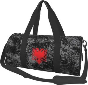 Albanian Flag Convertible Garment Bag with Shoulder Strap, Carry on Garment Duffel Bag for Men Women - Rolling Foldable for Travel Luggage Bags (Black)