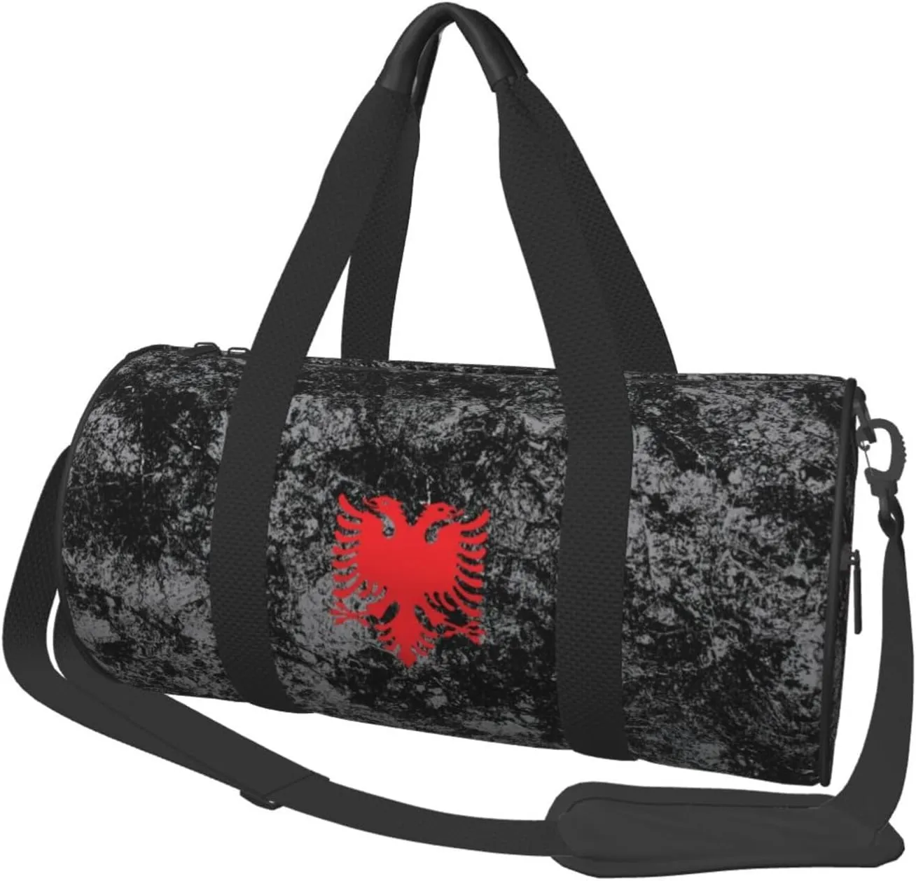 Albanian Flag Convertible Garment Bag with Shoulder Strap, Carry on Garment Duffel Bag for Men Women - Rolling Foldable for Travel Luggage Bags (Black)