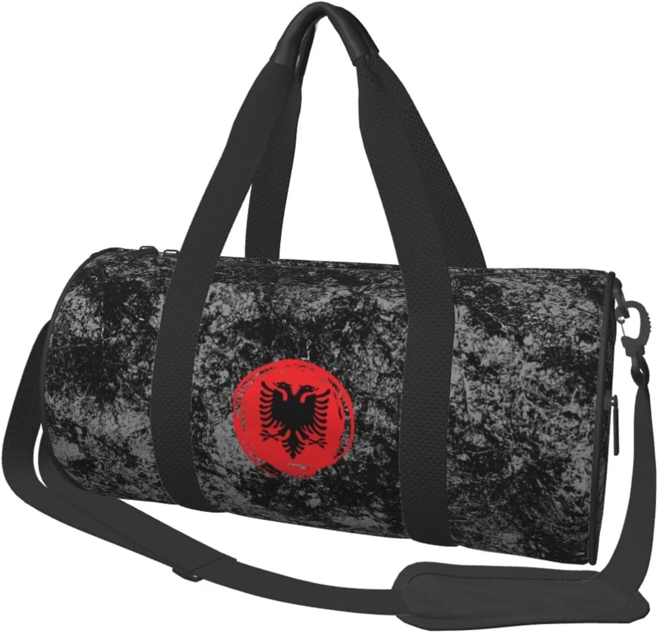 Albanian Flag Convertible Garment Bag with Shoulder Strap, Carry on Garment Duffel Bag for Men Women - Rolling Foldable for Travel Luggage Bags (Black)
