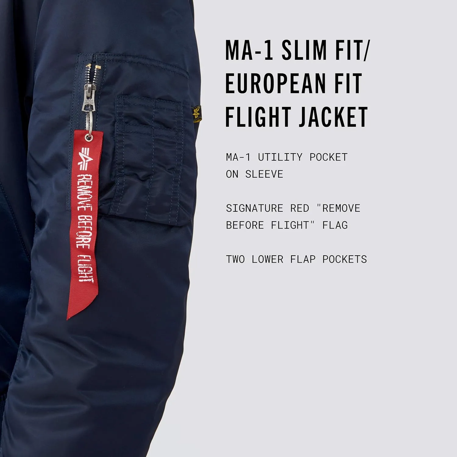 Alpha Industries MA-1 Slim Fit Bomber Flight Jacket - Fighter Pilot Flight Jacket