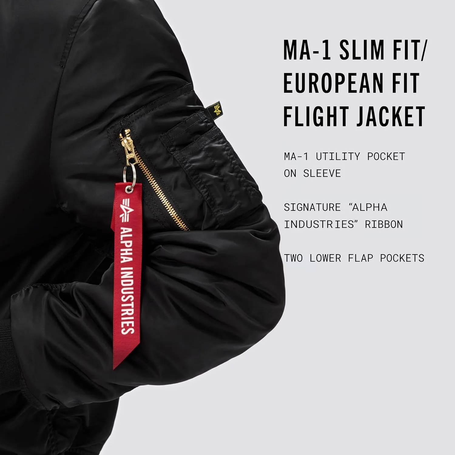 Alpha Industries MA-1 Slim Fit Bomber Flight Jacket - Fighter Pilot Flight Jacket