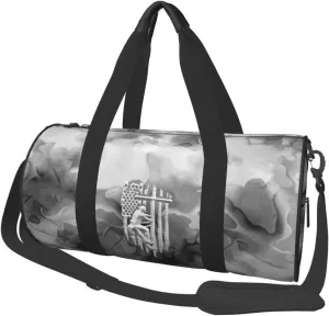 American Flag Lineman Convertible Garment Bag with Shoulder Strap, Carry on Garment Duffel Bag for Men Women - Rolling Foldable for Travel Luggage Bags (Black)