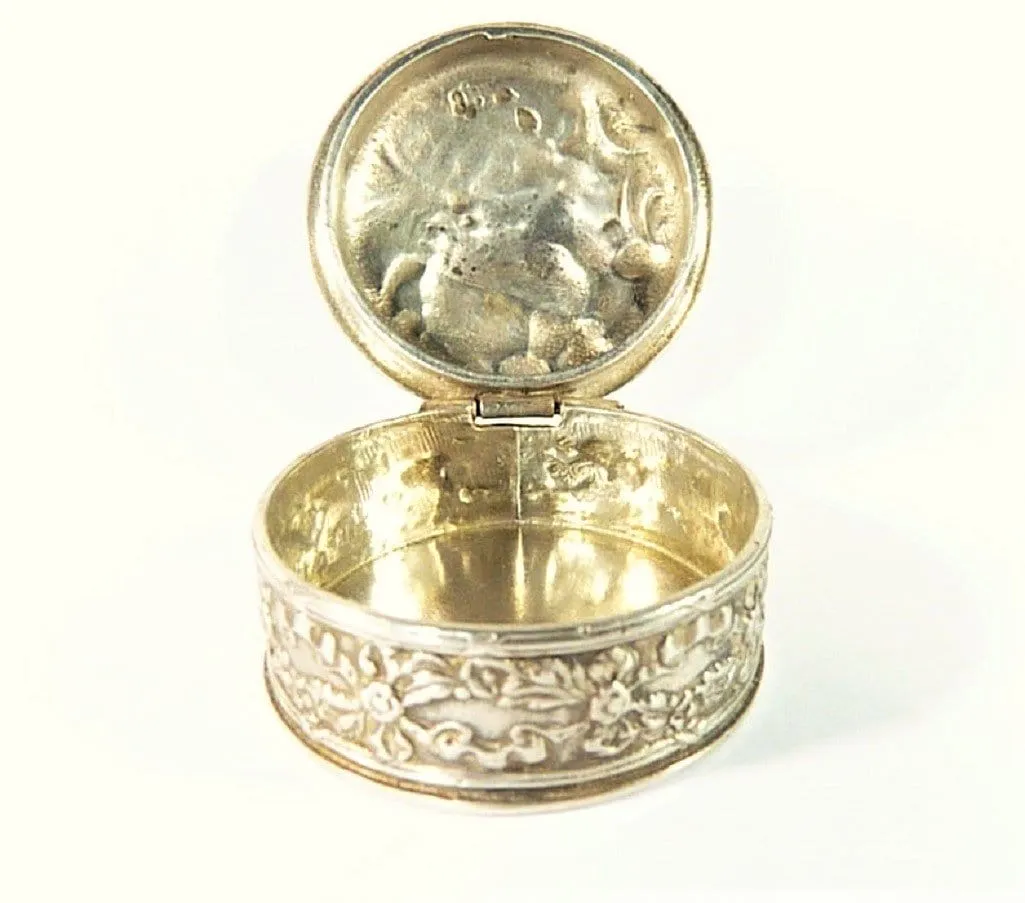 Antique Art Nouveau Fully Hallmarked French Solid Silver Powder Bowl / Box