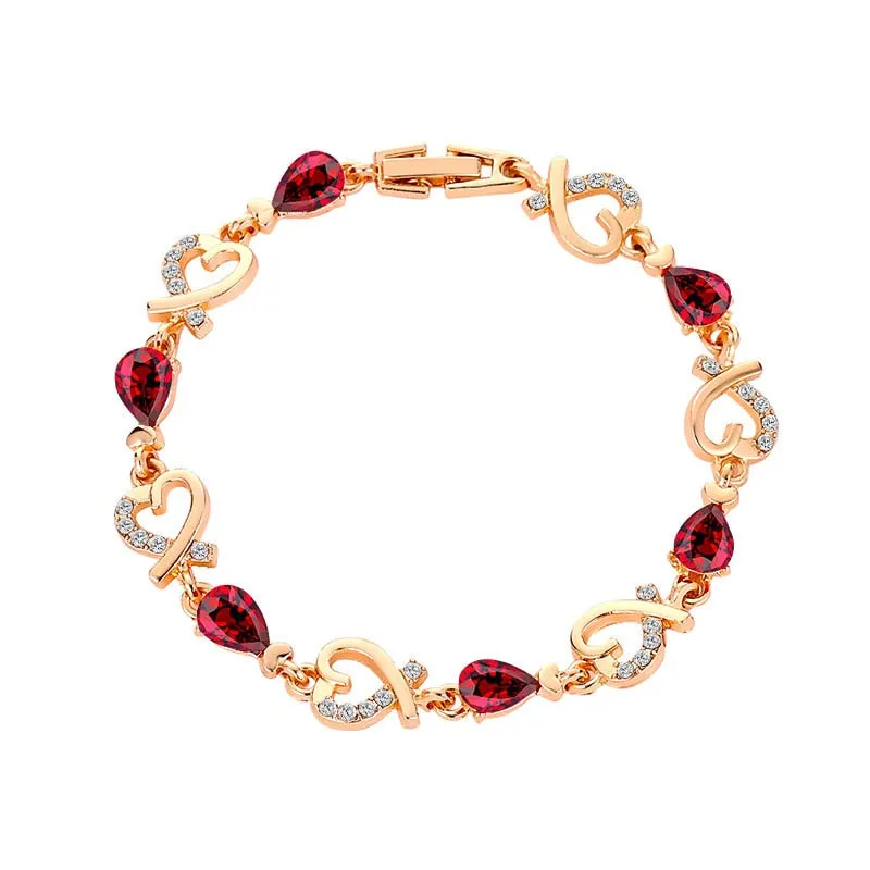Austrian Crystal Heart Chain Bracelet
