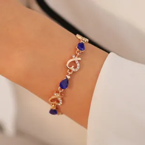 Austrian Crystal Heart Chain Bracelet