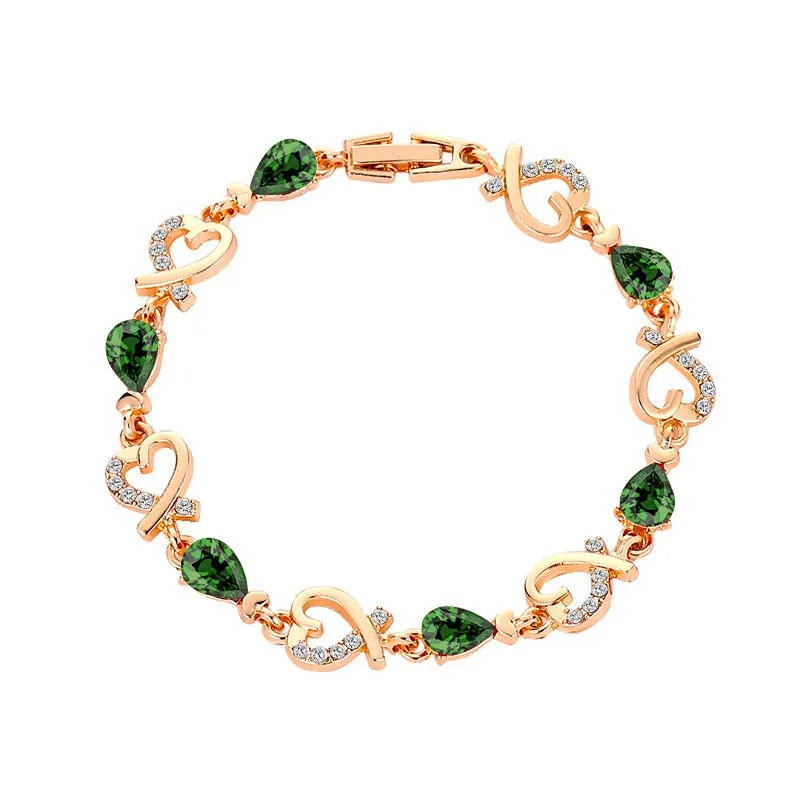 Austrian Crystal Heart Chain Bracelet