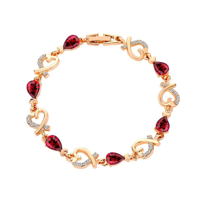 Austrian Crystal Heart Chain Bracelet