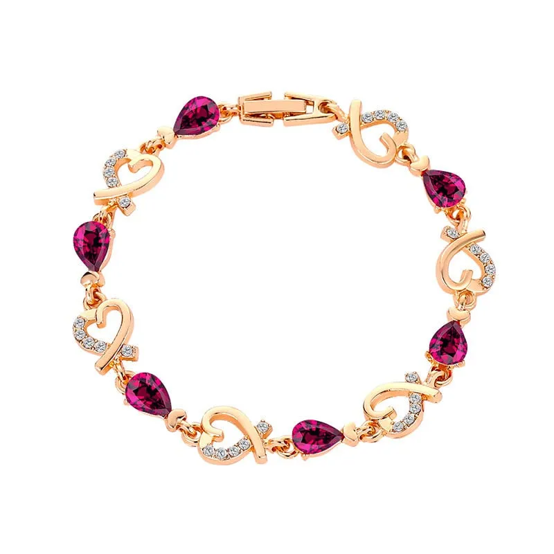 Austrian Crystal Heart Chain Bracelet