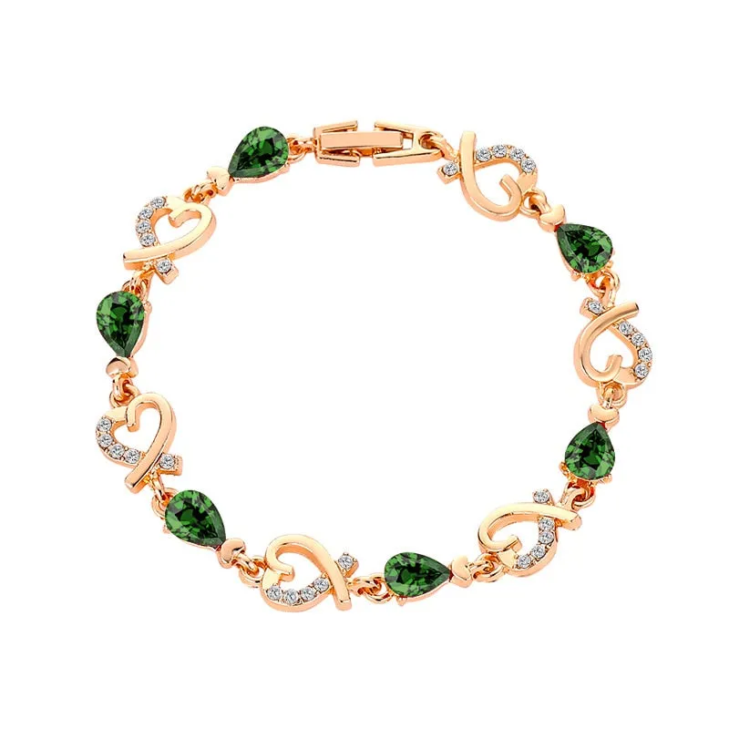 Austrian Crystal Heart Chain Bracelet