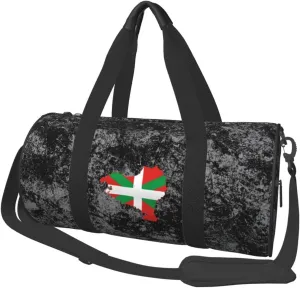 Basque Flag Map Convertible Garment Bag with Shoulder Strap, Carry on Garment Duffel Bag for Men Women - Rolling Foldable for Travel Luggage Bags (Black)