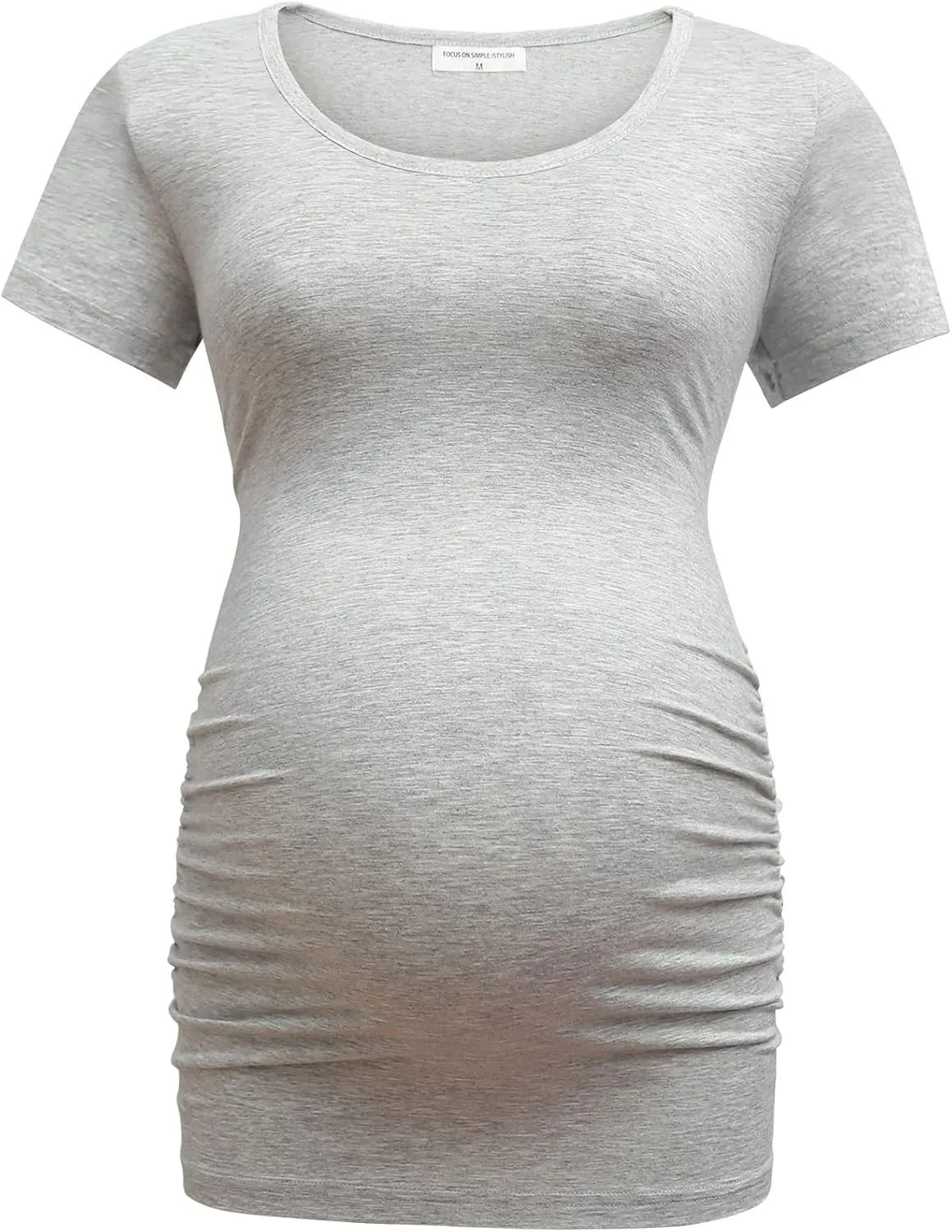 Bearsland Womens Maternity Tshirt 3 Packs Classic Side Ruched Tee Top Mama Pregnancy Clothes