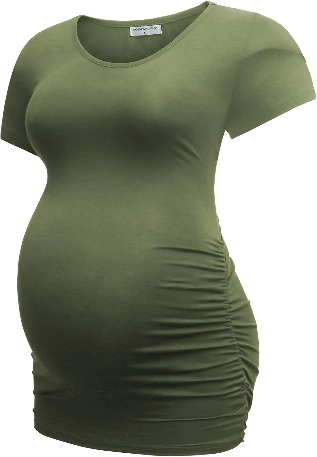 Bearsland Womens Maternity Tshirt 3 Packs Classic Side Ruched Tee Top Mama Pregnancy Clothes
