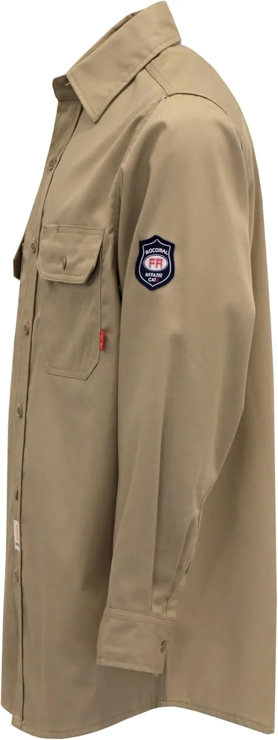 BOCOMAL FR Shirts Flame Resistant 100% C NFPA2112 7.5oz Men's Fire Retardant Welding Shirt