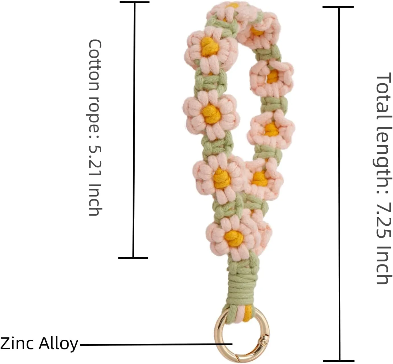 Boho Keychain Handmade Keychain Wristlet Key Chain Wrist Lanyard for Keys Cute daisy keychain for Women