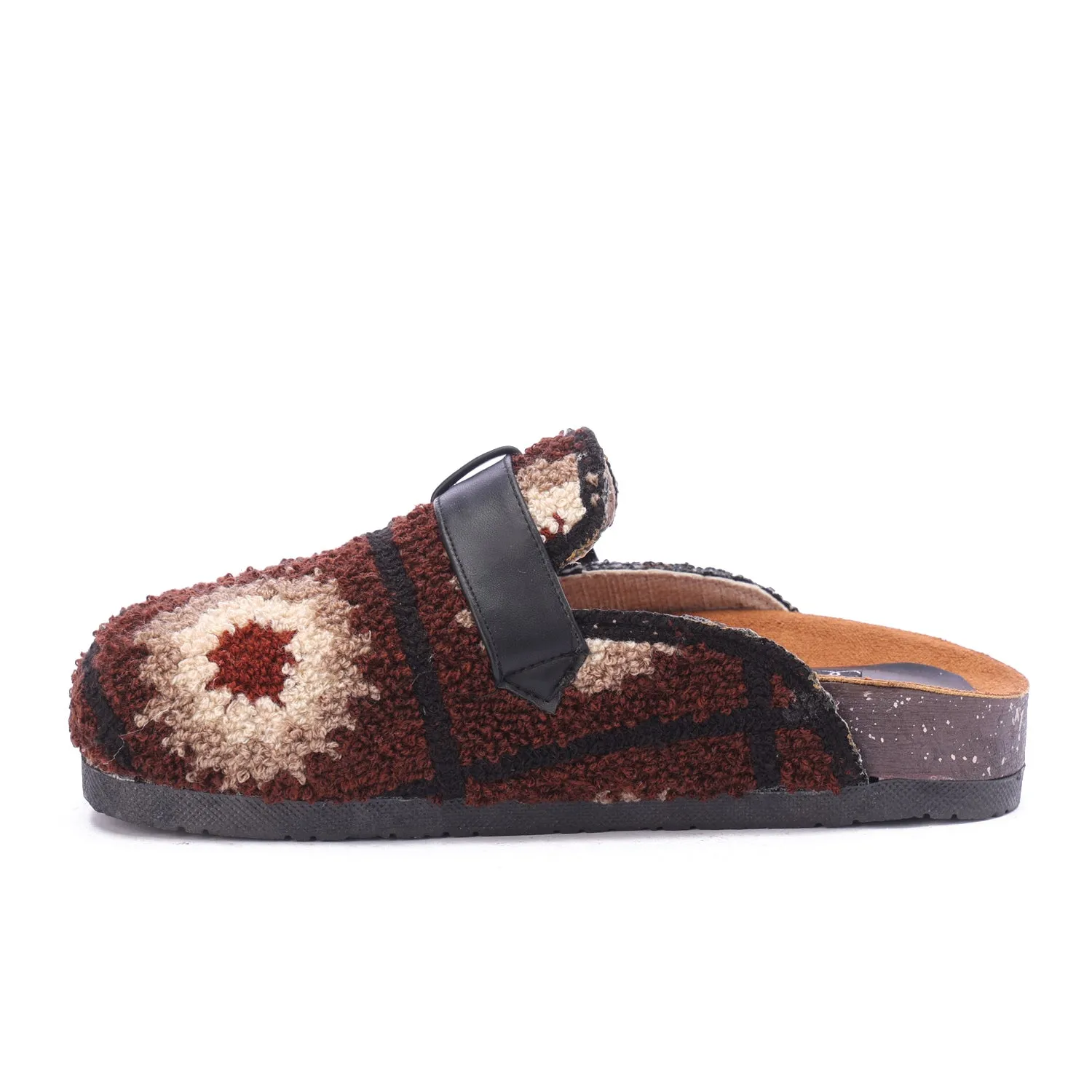 Boho Knit Buckle Clogs-Brown