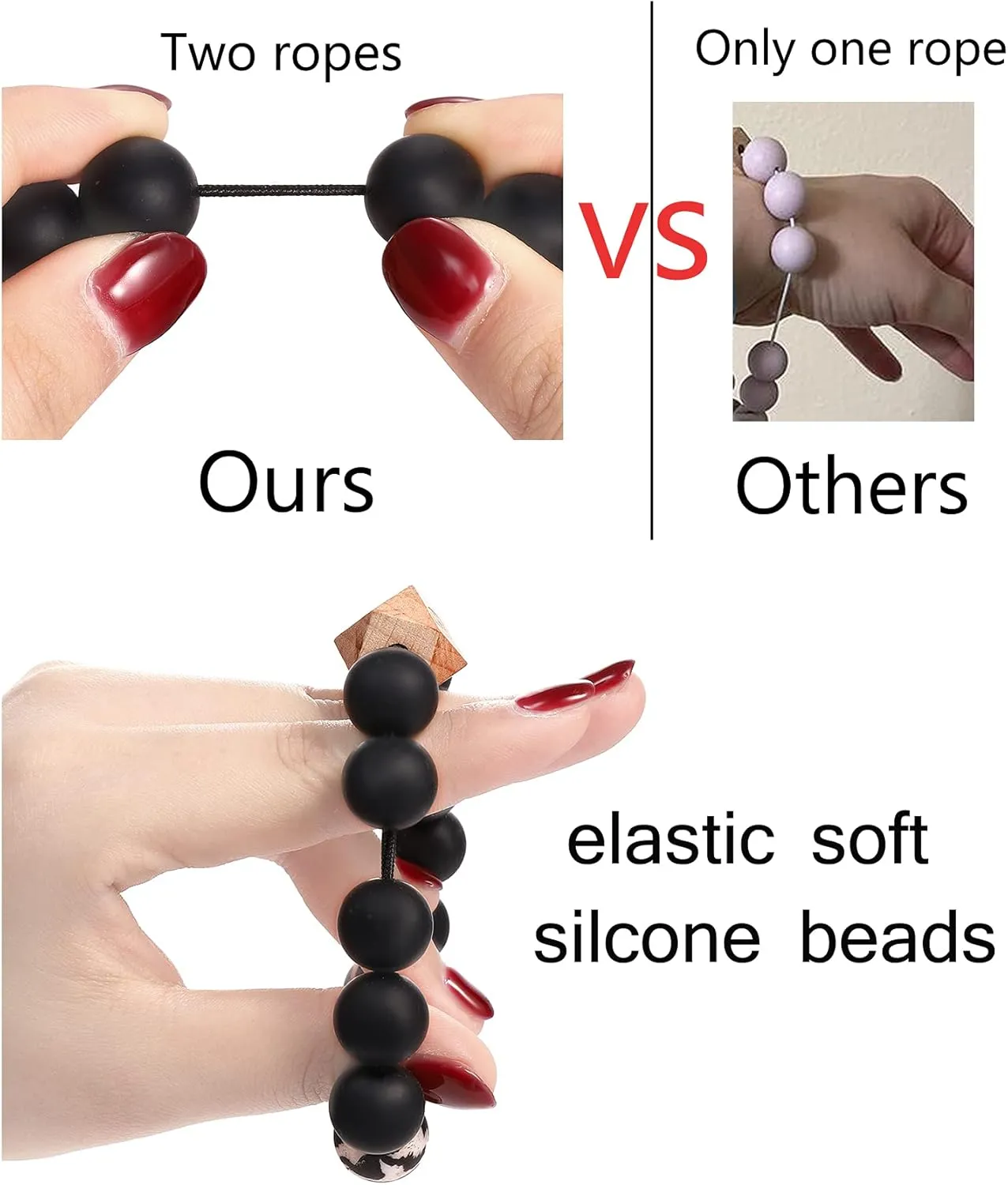 BVGA Wristlet Keychain Bracelet Wallet, Silicone Bead keyring Bangle for Women