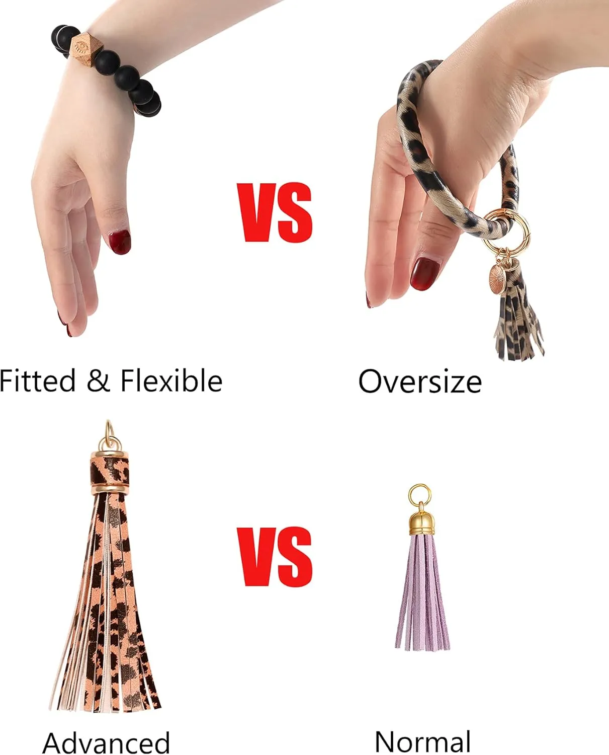 BVGA Wristlet Keychain Bracelet Wallet, Silicone Bead keyring Bangle for Women