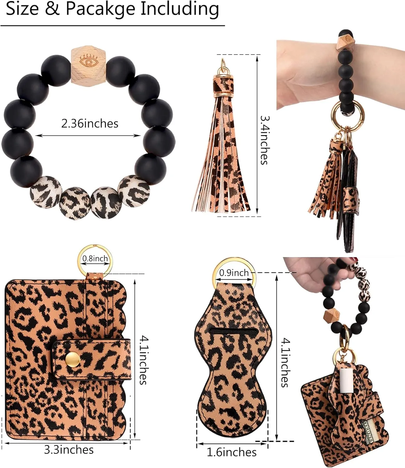 BVGA Wristlet Keychain Bracelet Wallet, Silicone Bead keyring Bangle for Women