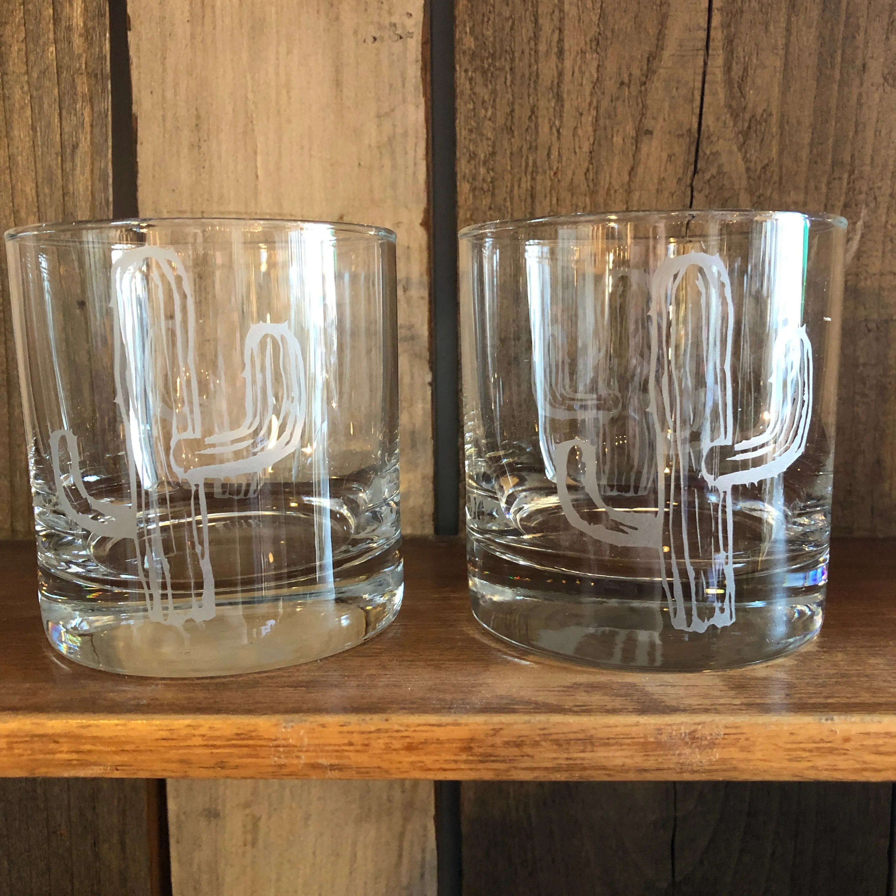 Cactus Etched Whiskey Glass