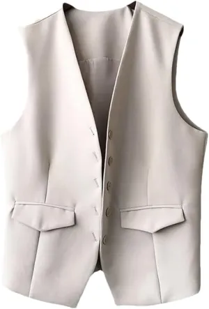 Camisole For Women Business Office Lady Sleeveless V Neck Vest Female Solid Waistcoat