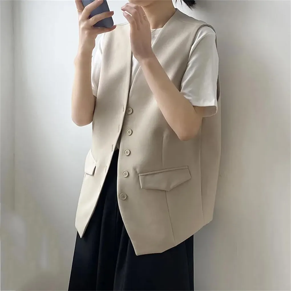 Camisole For Women Business Office Lady Sleeveless V Neck Vest Female Solid Waistcoat