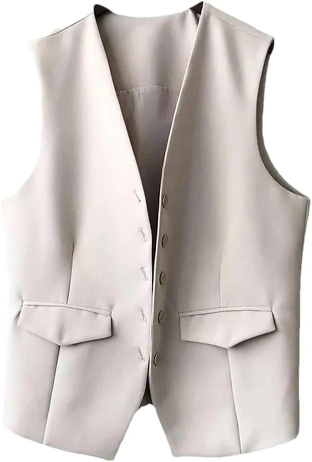 Camisole For Women Business Office Lady Sleeveless V Neck Vest Female Solid Waistcoat
