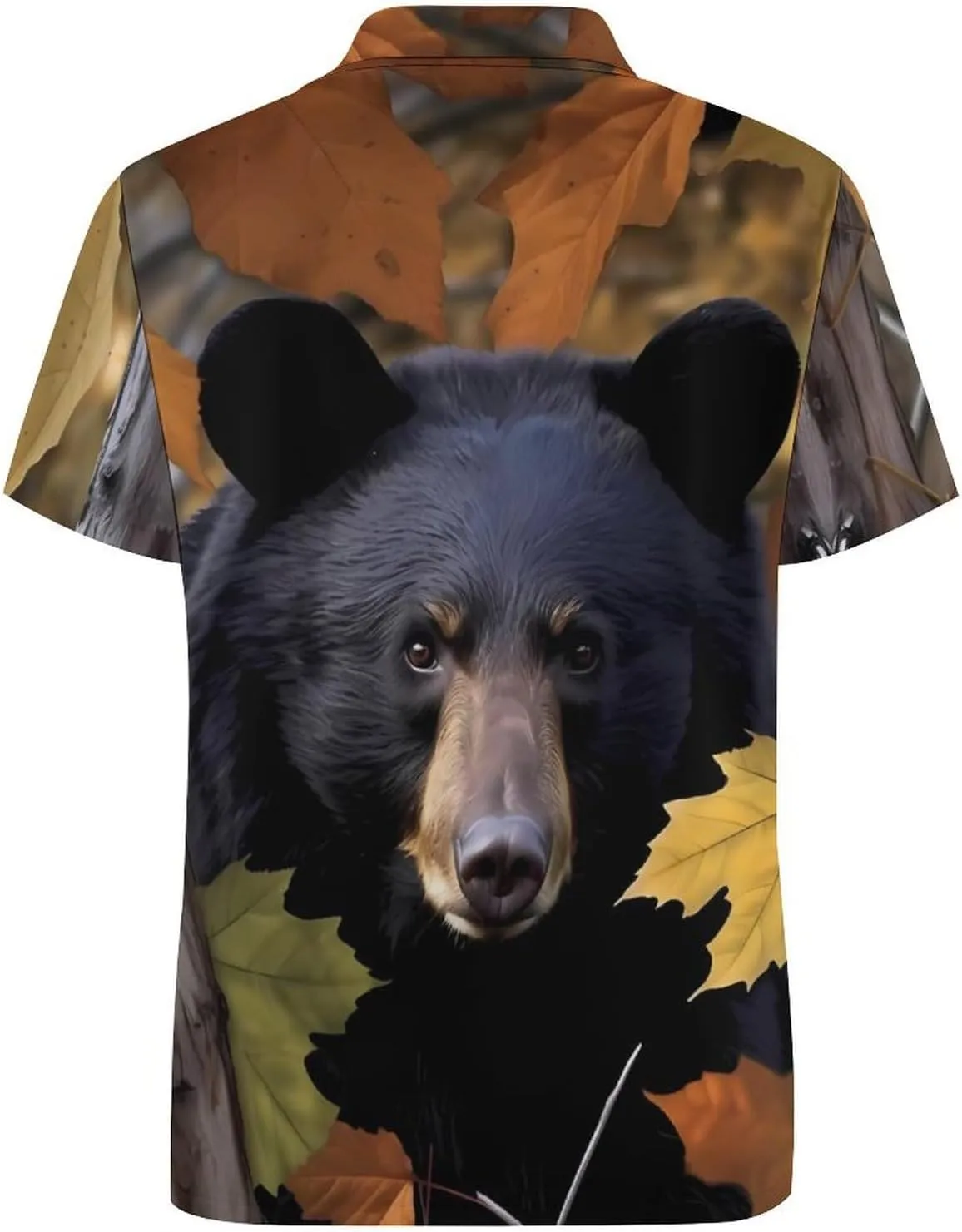 Camouflage Ca-mo Bear Mens Short Sleeve Polo Shirts Straight Sports Golf Tennis T-Shirt Quick Dry Long Top