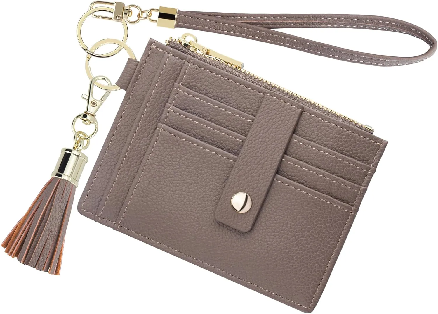 Card Holder,Wristlet Keychain With Wallet Slim RFID Credit Card Holder Id Case Wallet Small Compact Leather Wallet,Wristlet Wallets for Men Women (Camel)